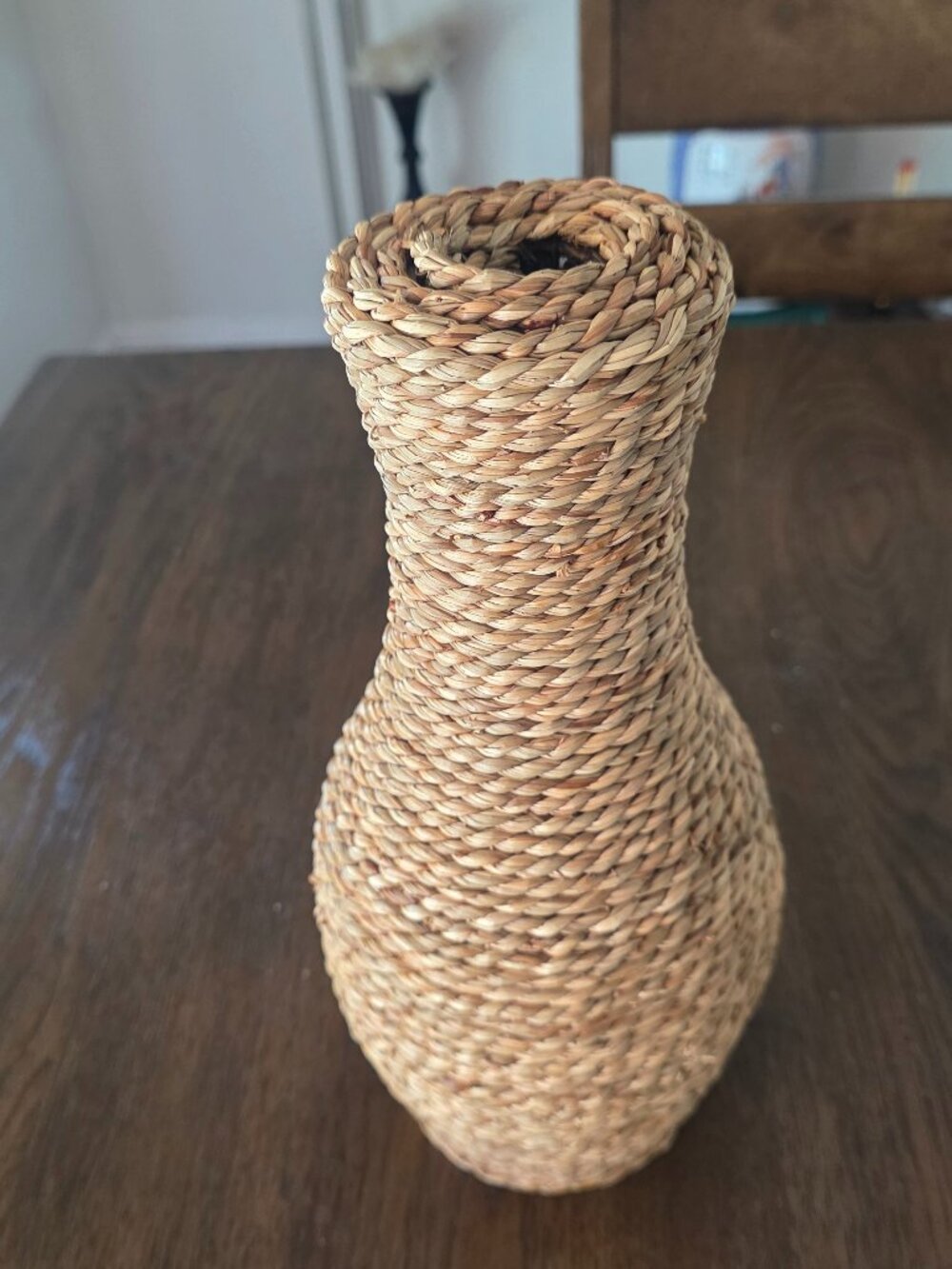 13" Tall Woven Brown Seagrass Vase